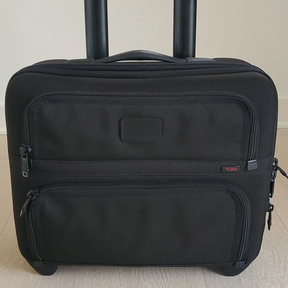 TUMI Alpha Black Ballistic Nylon Expandable Compact 2-Wheeled Brief Carry-on